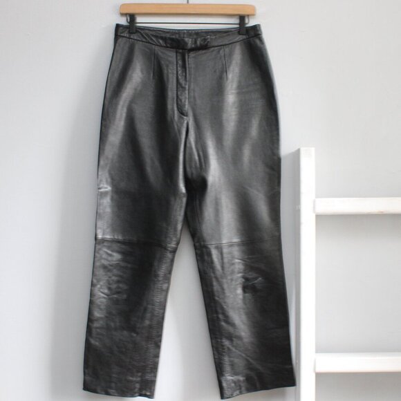 JLC New York Pants - JLC New York Women's Black Leather Western Moto High-Rise Pants Size 10